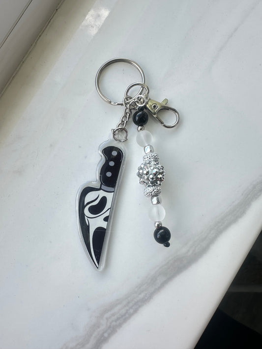 GhostFace Knife Beaded Keychain
